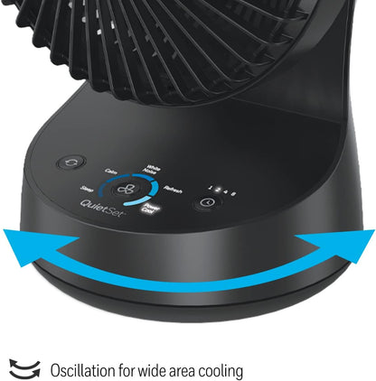 Honeywell QuietSet 5 Oscillating Table Fan, Black - Personal and Small Room Fan with Quiet Operation and 5 Levels of Power and Sound