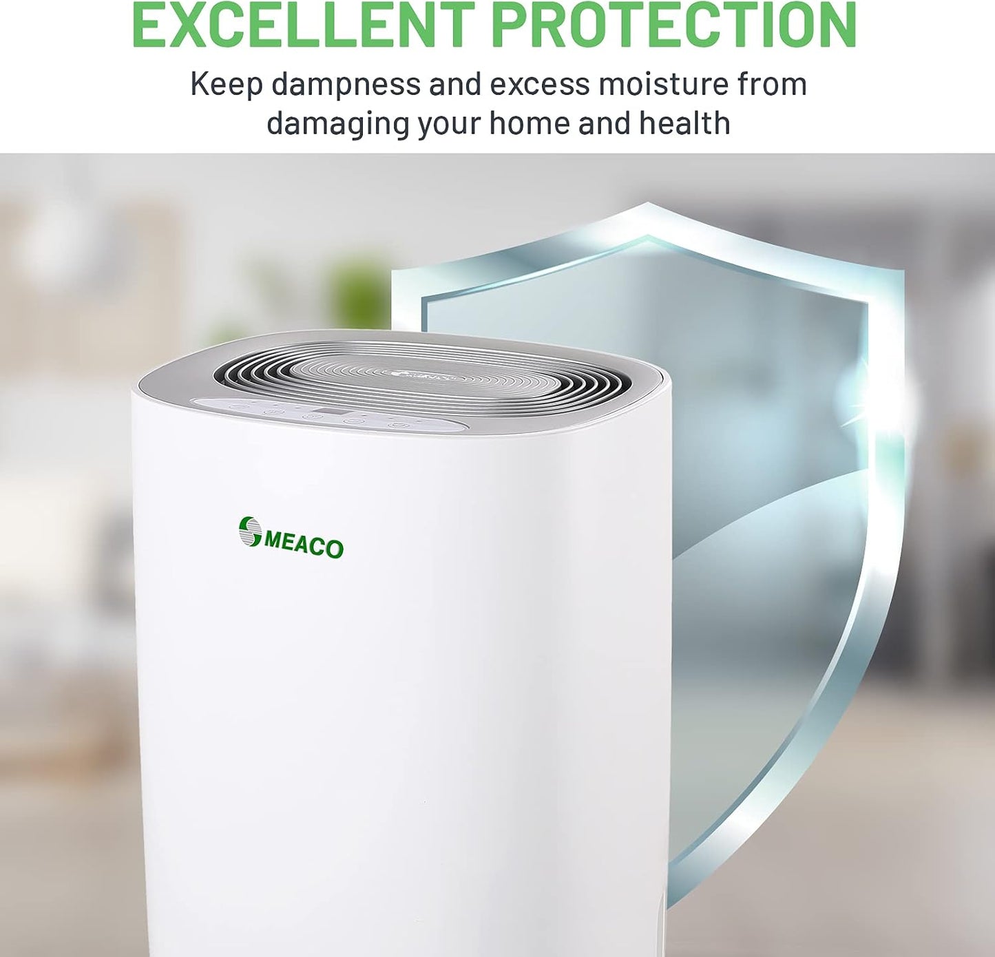 Meaco MeacoDry ABC Dehumidifier (Silver) 10L - Ultra Quiet Dehumidifier - Energy Efficient Electric Compressor Dehumidifier for home - Removes Condensation & Damp, prevents Mould