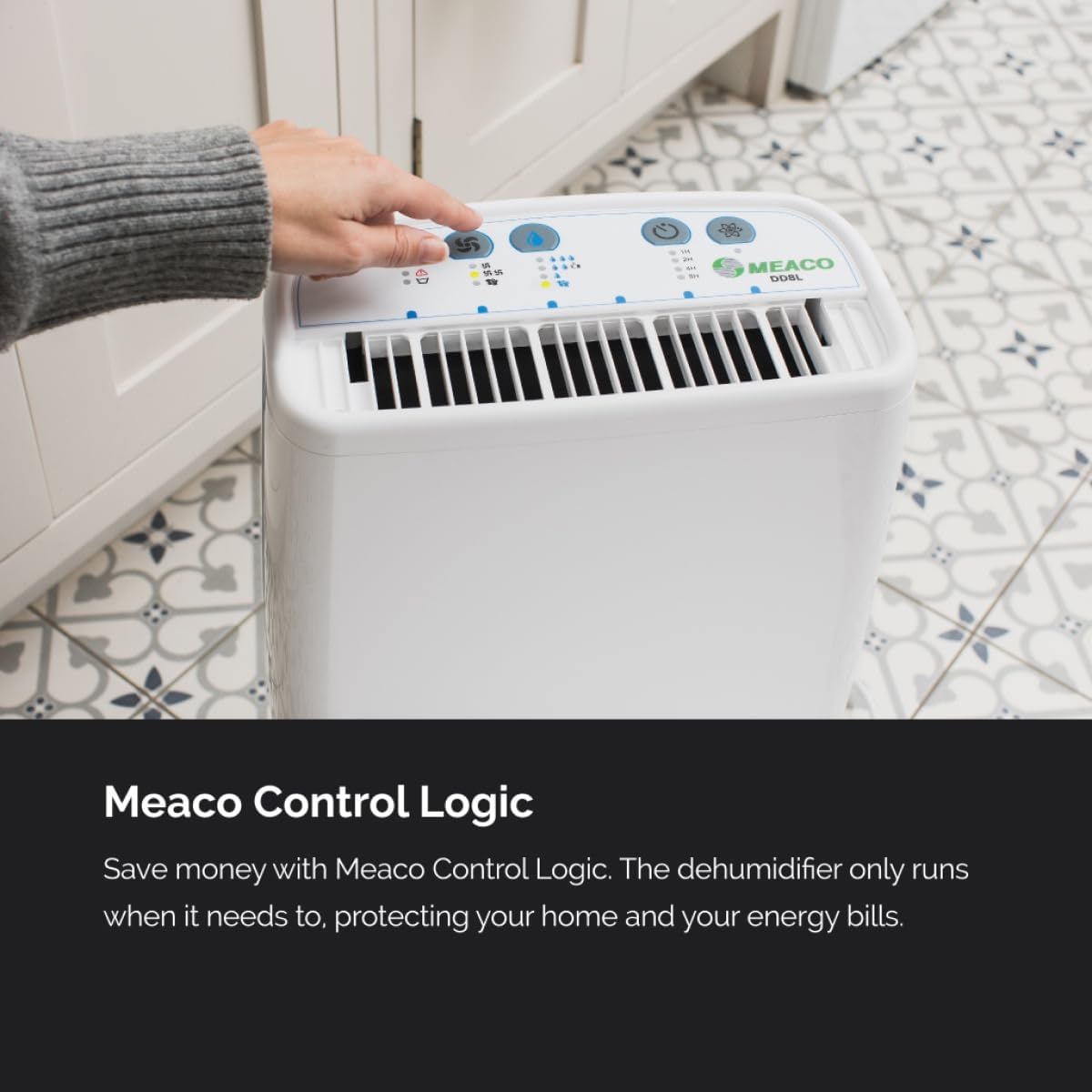Meaco Portable Dehumidifier DD8L - Compact Desiccant Dehumidifier - Best For Small Homes & Spaces - Prevent Condensation, Mould & Damp - 18 x 35 x 50 cm White