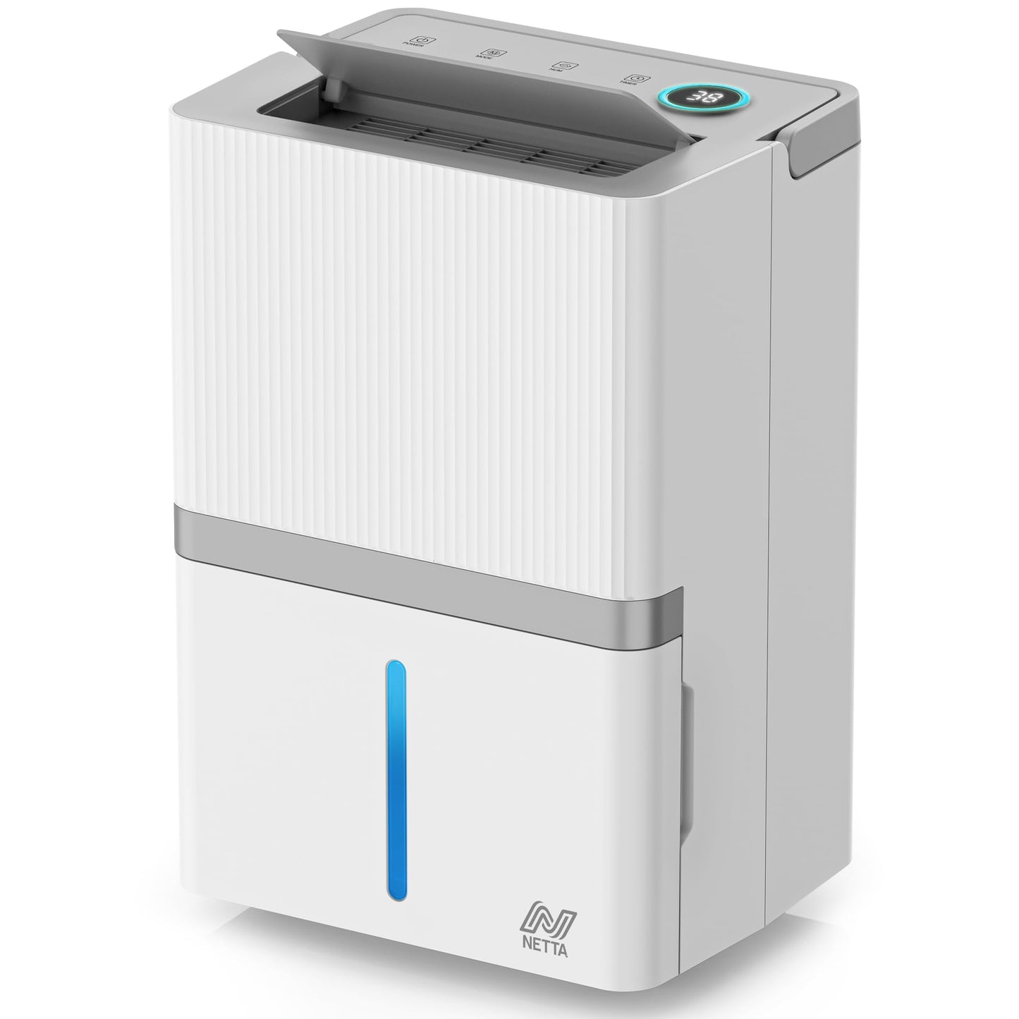 NETTA 20L/Day Low Energy Dehumidifier - Digital Control Panel, Air Filter,Continuous Drainage, Auto Restart, Timer, 4.5L Water Tank, Child Lock - Damp, Mould Control, Laundry Drying, 345W, R290
