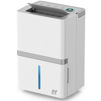 NETTA 20L/Day Low Energy Dehumidifier - Digital Control Panel, Air Filter,Continuous Drainage, Auto Restart, Timer, 4.5L Water Tank, Child Lock - Damp, Mould Control, Laundry Drying, 345W, R290