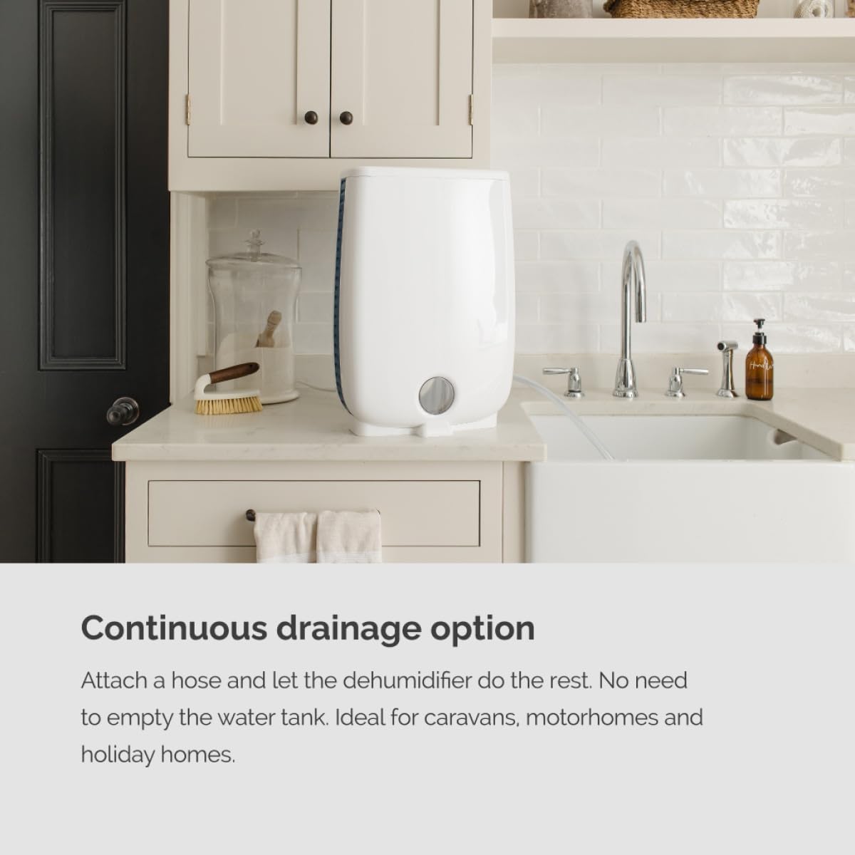 Meaco Portable Dehumidifier DD8L - Compact Desiccant Dehumidifier - Best For Small Homes & Spaces - Prevent Condensation, Mould & Damp - 18 x 35 x 50 cm White