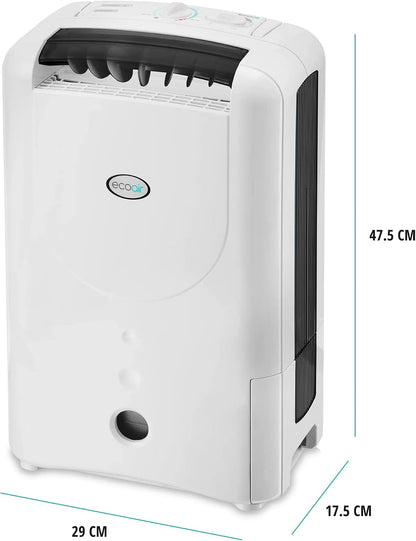 EcoAir DD1 Simple MK3 Black Desiccant Dehumidifier | Rotary Dial | 7.5 L/Day | Quiet 34dBA | Anti Bacterial Filter | Laundry | 6Kg | Home Garage Basement Boat