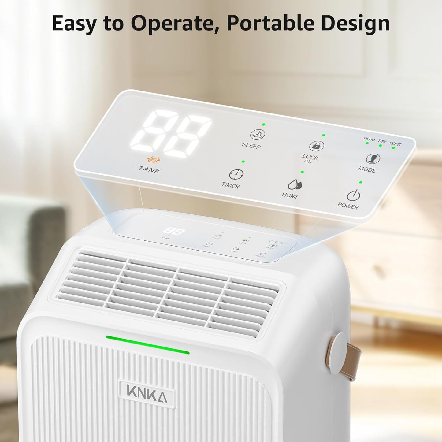 Dehumidifier, 16L/Day, Quiet Dehumidifiers for Home, Low Energy Consumption, 3L Large Water Tank, Laundry Mode, Sleep Mode, Real-Time Humidity Indicator Light, For Laundry Room, Bedroom, Basement