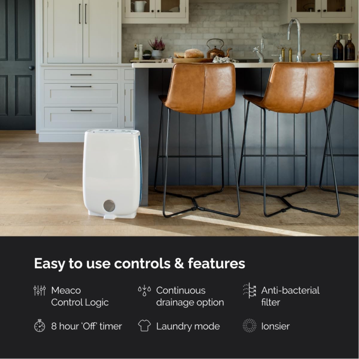 Meaco Portable Dehumidifier DD8L - Compact Desiccant Dehumidifier - Best For Small Homes & Spaces - Prevent Condensation, Mould & Damp - 18 x 35 x 50 cm White