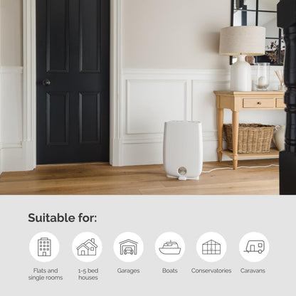 Meaco Portable Dehumidifier DD8L - Compact Desiccant Dehumidifier - Best For Small Homes & Spaces - Prevent Condensation, Mould & Damp - 18 x 35 x 50 cm White