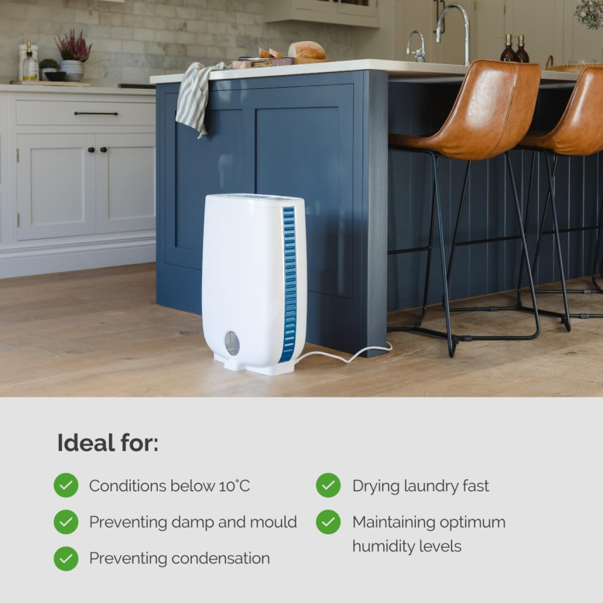 Meaco Portable Dehumidifier DD8L - Compact Desiccant Dehumidifier - Best For Small Homes & Spaces - Prevent Condensation, Mould & Damp - 18 x 35 x 50 cm White