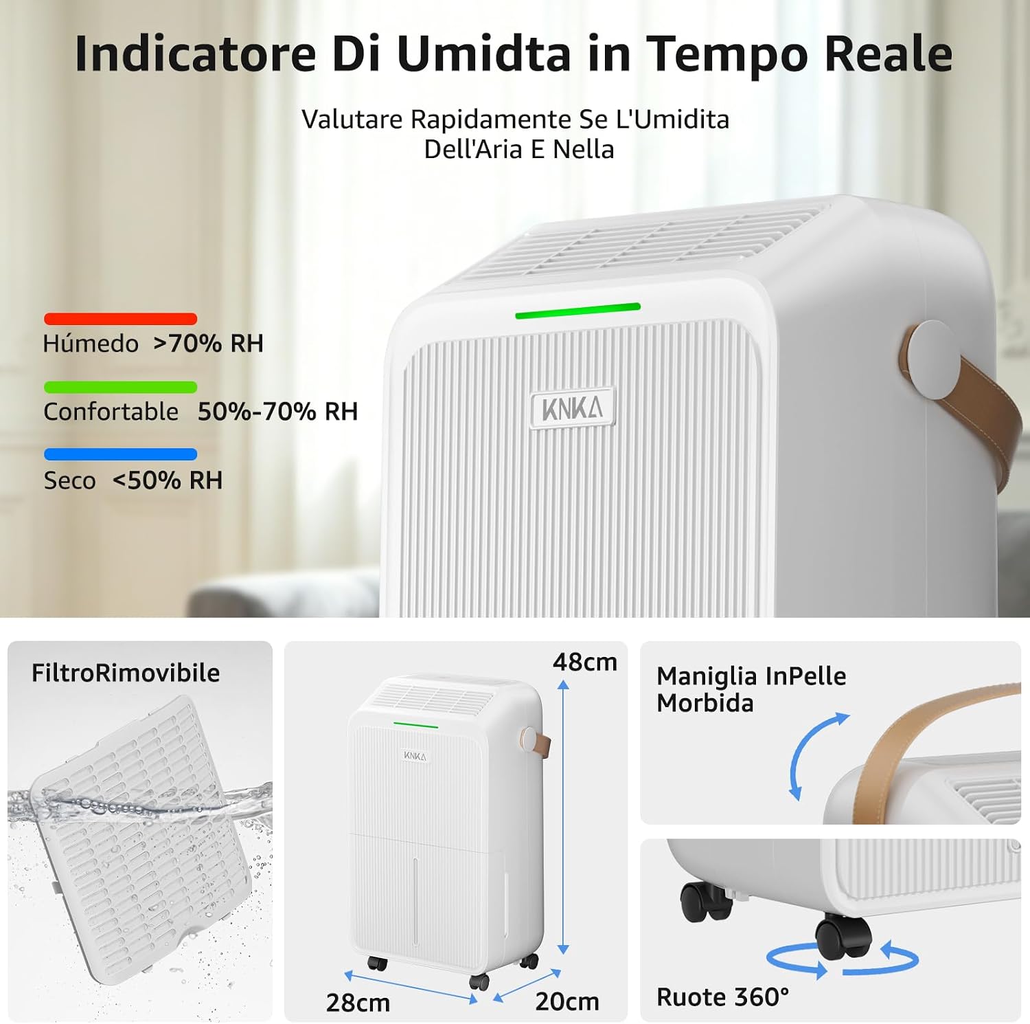 Dehumidifier, 16L/Day, Quiet Dehumidifiers for Home, Low Energy Consumption, 3L Large Water Tank, Laundry Mode, Sleep Mode, Real-Time Humidity Indicator Light, For Laundry Room, Bedroom, Basement