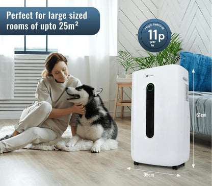 PureMate​ 20L Dehumidifier ​for Home, Adjustable​ Humidity Sensor​, Digital Display​, Large 6.5L​ Tank​, Continuous Drainage, Sleep Mode,​ Laundry Drying​, 24H Timer​, Ideal for Damp​ & Condensation
