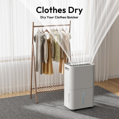 HUMILABS 20L Dehumidifiers for Home, Drying Clothes, 24H Timer, Low Energy, 4L Water Tank, Sleep Mode, Air Purification, Drain Hose, Auto Defrosting, Child Lock, Continuous Drainage