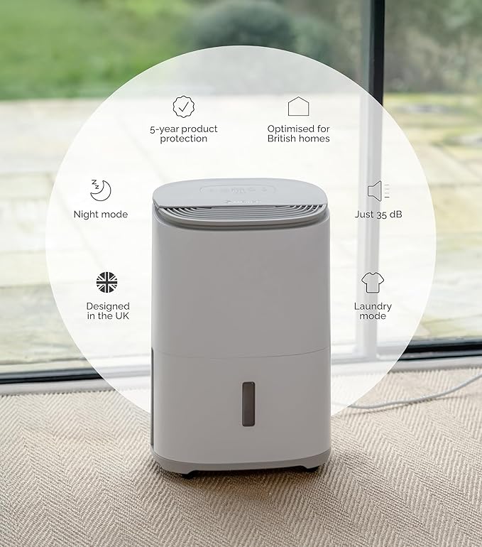 MeacoDry Arete One 10L Dehumidifier & HEPA Air Purifier – Warm Pebble