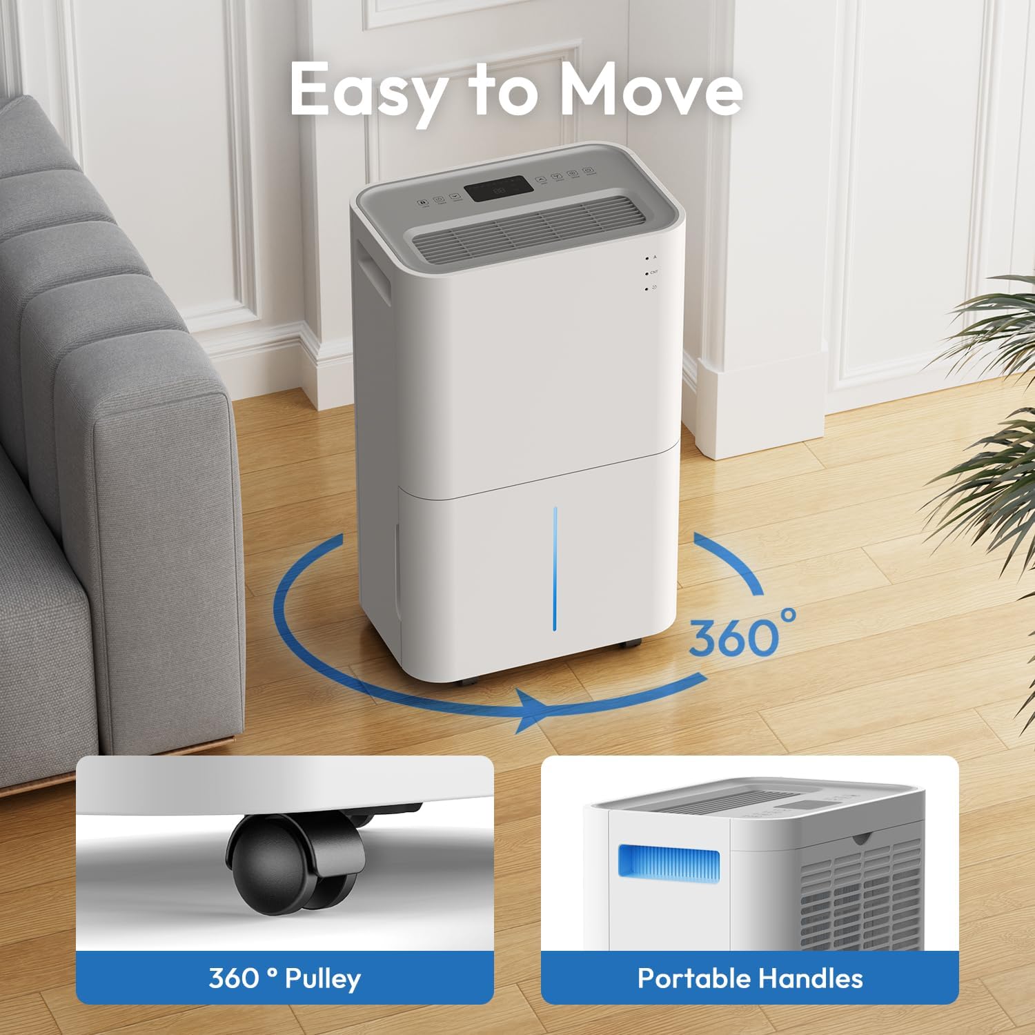 HUMILABS 20L Dehumidifiers for Home, Drying Clothes, 24H Timer, Low Energy, 4L Water Tank, Sleep Mode, Air Purification, Drain Hose, Auto Defrosting, Child Lock, Continuous Drainage