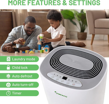 Meaco MeacoDry ABC Dehumidifier (Silver) 10L - Ultra Quiet Dehumidifier - Energy Efficient Electric Compressor Dehumidifier for home - Removes Condensation & Damp, prevents Mould
