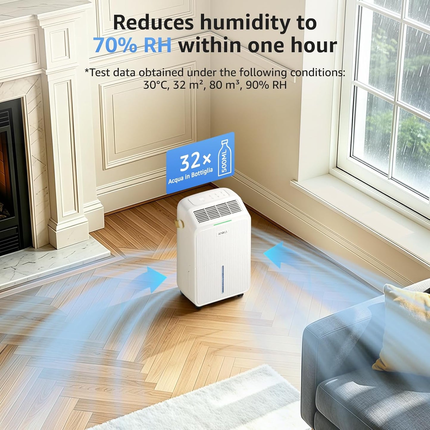 Dehumidifier, 16L/Day, Quiet Dehumidifiers for Home, Low Energy Consumption, 3L Large Water Tank, Laundry Mode, Sleep Mode, Real-Time Humidity Indicator Light, For Laundry Room, Bedroom, Basement