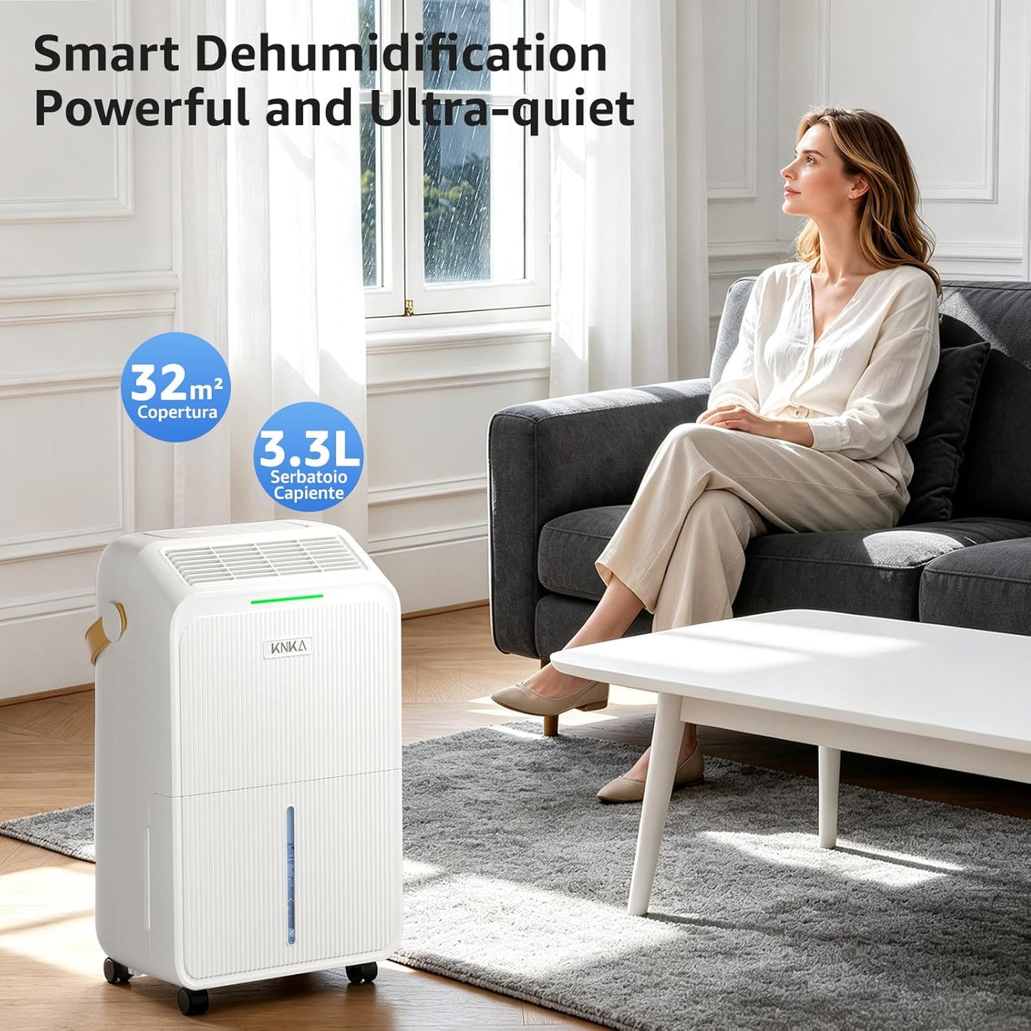 Dehumidifier, 16L/Day, Quiet Dehumidifiers for Home, Low Energy Consumption, 3L Large Water Tank, Laundry Mode, Sleep Mode, Real-Time Humidity Indicator Light, For Laundry Room, Bedroom, Basement
