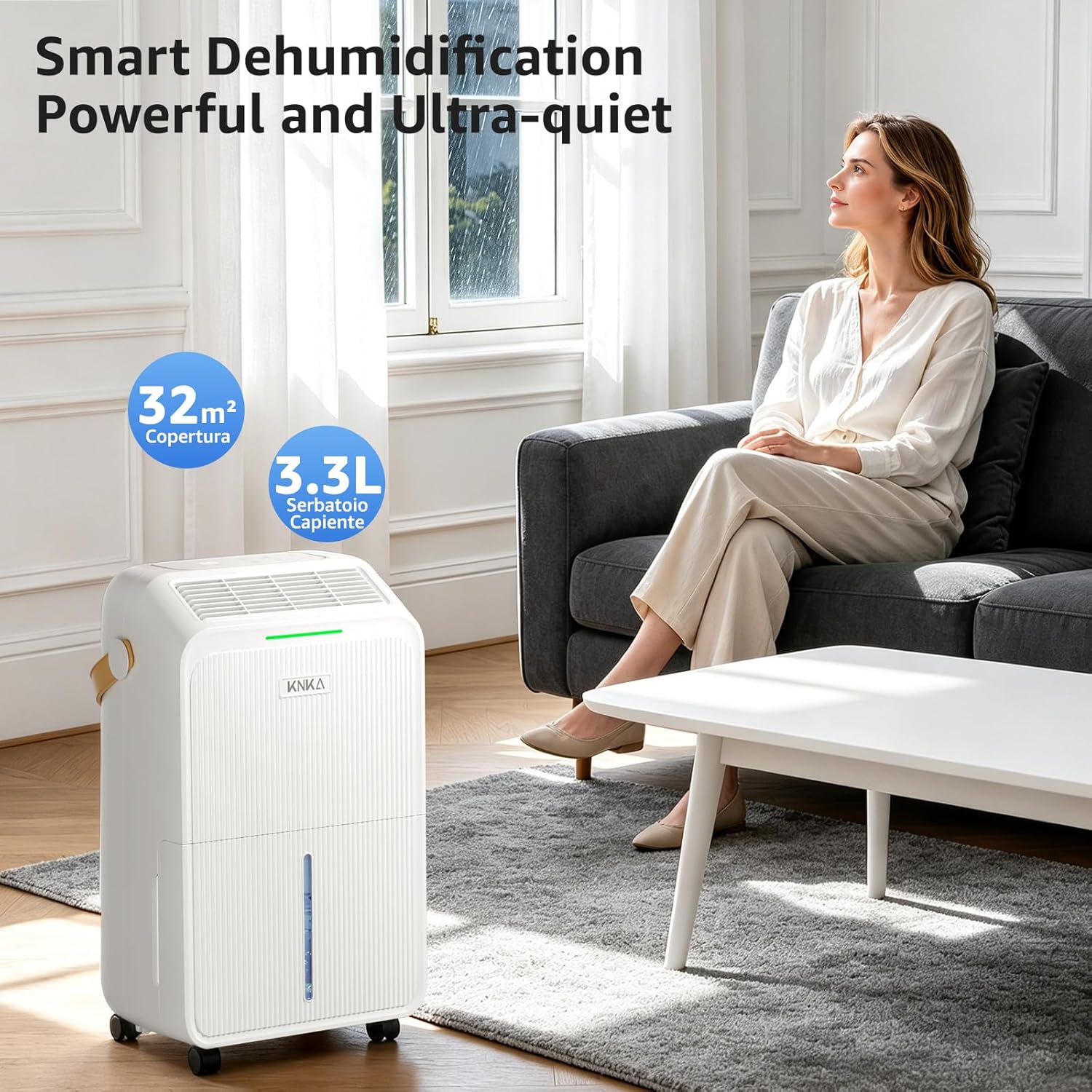 Dehumidifier, 16L/Day, Quiet Dehumidifiers for Home, Low Energy Consumption, 3L Large Water Tank, Laundry Mode, Sleep Mode, Real-Time Humidity Indicator Light, For Laundry Room, Bedroom, Basement