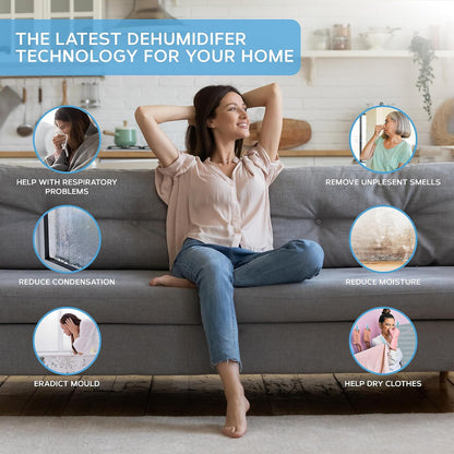 Air Pro 12L/Day Digital Dehumidifier - WIFI App - Large 2L Tank, Sleep Mode, 24H Timer Laundry Drying, Bedroom, Basement, Garage & Kitchen - Portable Electric Mould, Damp and Condensation Remover